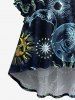 Plus Size Sun Moon Star Print Hawaii Ruched High Low Asymmetric Dress -  