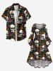 Plus Size Skull Flower Print Hawaii Ruched High Low Asymmetric Dress -  