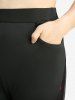 Pantalon évasé patchwork à poches en maille et têtes de mort grandes tailles - Noir 3X | US 22-24