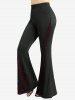 Pantalon évasé patchwork à poches en maille et têtes de mort grandes tailles - Noir 3X | US 22-24