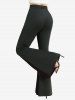Pantalon évasé patchwork à poches en maille et têtes de mort grandes tailles - Noir 3X | US 22-24