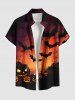 Halloween Pumpkin Bat Ombre Galaxy Print Plus Size Matching Outfit For Couples -  