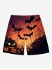 Halloween Pumpkin Bat Ombre Galaxy Print Plus Size Matching Outfit For Couples -  
