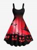 Halloween Pumpkin Bat Tree Dip Dye Ombre Print Plus Size Matching Outfit For Couples -  