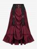 Lace-up Rose Lace Jacquard Tank Top and Steampunk Ruffles Plisse Skirt Plus Size Outfit -  