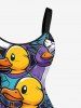 Colorful Ducks Print Plus Size Matching Hawaii Beach Outfit For Couples -  