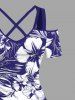 Flowers Leaf Butterfly Print Plus Size Matching Hawaii Beach Outfit For Couples -  