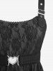 Robe trapèze grande taille à empiècements en dentelle et fleurs roses avec ceinture amovible - Noir 2X | US 18-20
