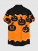 Plus Size Halloween Pumpkin Tassel Dots Print Buttons Pocket Shirt For Men -  