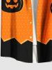 Plus Size Halloween Pumpkin Tassel Dots Print Buttons Pocket Shirt For Men -  