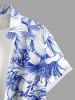 Plus Size Hibiscus Flowers Leaf Print Buttons Pocket Hawaii Shirt For Men -  
