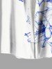 Chemise hawaïenne grande taille à imprimé feuilles d'hibiscus et boutons avec poches pour homme - Blanc L