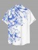 Plus Size Hibiscus Flowers Leaf Print Buttons Pocket Hawaii Shirt For Men -  