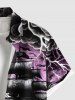 Plus Size Sea Waves Ship Cloud Lightning Print Buttons Pocket Shirt For Men -  