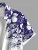 Plus Size Flowers Leaf Butterfly Print Buttons Pocket Hawaii Shirt For Men -  