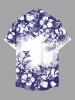 Plus Size Flowers Leaf Butterfly Print Buttons Pocket Hawaii Shirt For Men -  