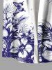 Plus Size Flowers Leaf Butterfly Print Buttons Pocket Hawaii Shirt For Men -  