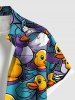 Plus Size Colorful Ducks Print Buttons Pocket Hawaii Shirt For Men -  