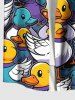 Plus Size Colorful Ducks Print Buttons Pocket Hawaii Shirt For Men -  