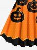 Plus Size Halloween Pumpkin Dots Print Tank Dress -  