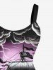 Plus Size Sea Waves Ship Cloud Lightning Print Tank Dress -  