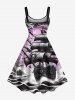 Plus Size Sea Waves Ship Cloud Lightning Print Tank Dress -  
