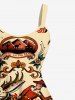 Plus Size Rose Flower Rabbit Eagle Snake Print Tank Dress -  