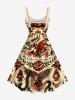 Plus Size Rose Flower Rabbit Eagle Snake Print Tank Dress -  