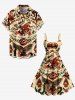 Plus Size Rose Flower Rabbit Eagle Snake Print Tank Dress -  
