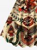 Plus Size Rose Flower Rabbit Eagle Snake Print Tank Dress -  