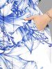 Plus Size Hibiscus Flowers Leaf Print Split Hawaii Midi Dress -  