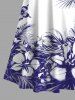 Robe longue hawaïenne grande taille à imprimé fleurs, feuilles et papillons, épaules dénudées et croisée - Blanc XXS