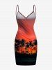 Plus Size Coconut Tree Ombre Dusk Sunset Print Hawaii Convertible Beach Cover Up -  