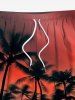 Plus Size Coconut Tree Ombre Dusk Sunset Print Hawaii Drawstring Beach Shorts For Men -  