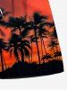 Plus Size Coconut Tree Ombre Dusk Sunset Print Hawaii Drawstring Beach Shorts For Men -  