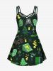 Plus Size Spider Pumpkin Ghost Bat Candle Print Halloween Crisscross A Line Cami Dress -  