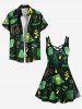 Robe camisole trapèze croisée grande taille à imprimé araignée, citrouille, fantôme, chauve-souris, bougie, Halloween - Vert 5X