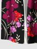 Plus Size Flower Leaf Curve Branch Print Hawaii Button Pocket Shirt For Men -  