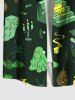 Chemise grande taille à imprimé araignée, citrouille, fantôme, chauve-souris, bougie, Halloween, boutonnée, avec poche, pour homme - Vert M