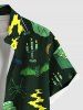 Plus Size Spider Pumpkin Ghost Bat Candle Print Halloween Button Pocket Shirt For Men -  