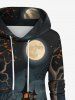 Plus Size Pumpkin Ghost Castle Tree Print Halloween Drawstring Pocket Pullover Long Sleeves Hoodie -  