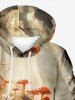 Plus Size Skull Mushroom Sunshine Forest Print Halloween Drawstring Pocket Pullover Hoodie For Men -  
