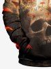 Plus Size Skull Mushroom Sunshine Forest Print Halloween Drawstring Pocket Pullover Hoodie For Men -  