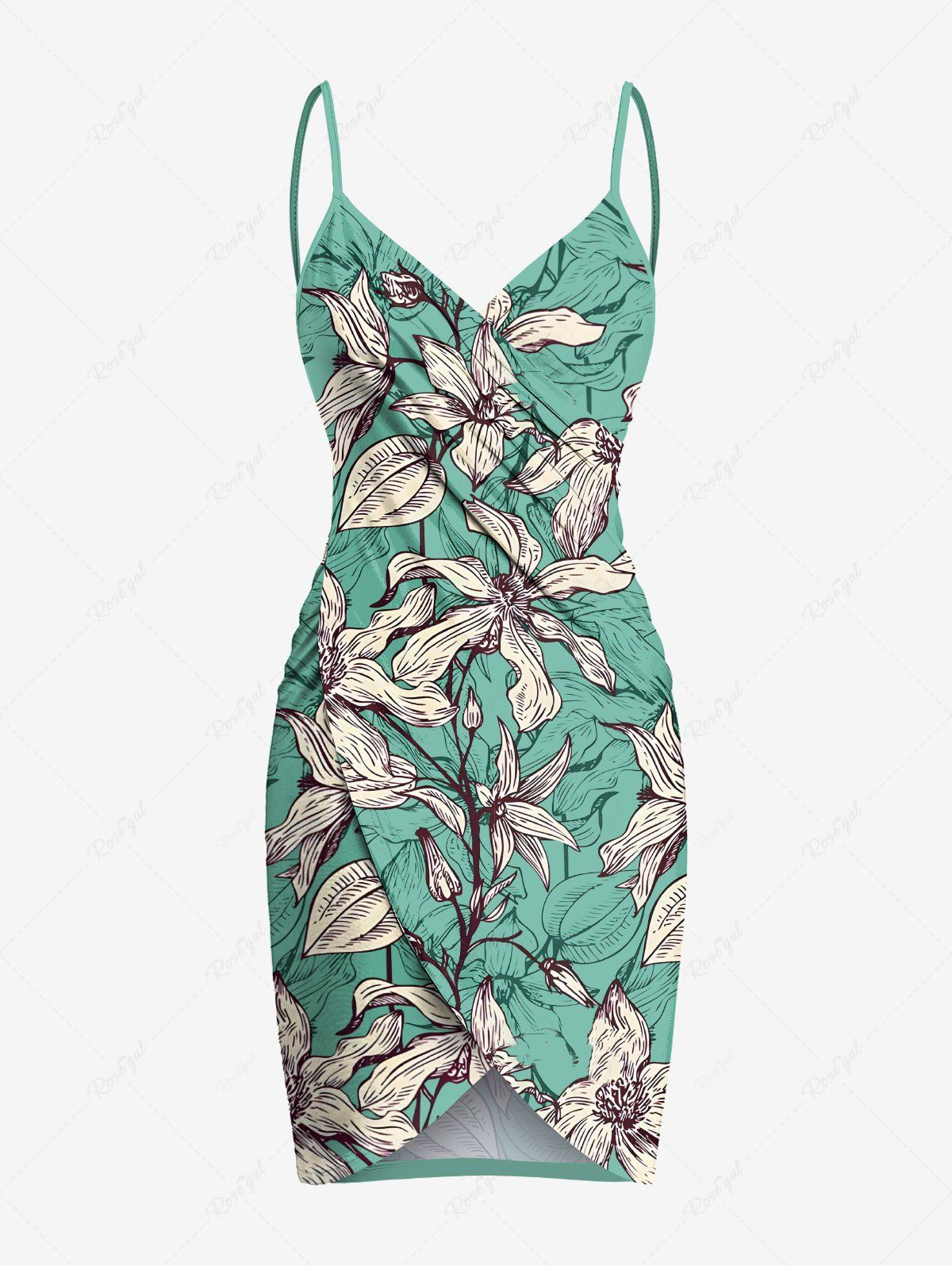 Affordable Plus Size Flowers Leaf Print Convertible Hawaii Beach Cover  