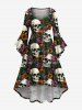 Skull Flower Print Plus Size Matching Hawaii Beach Outfit For Couples -  