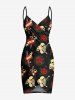 Halloween Skull Rose Flower Heart Sword Print Plus Size Matching Outfit For Couples -  