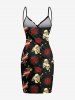 Halloween Skull Rose Flower Heart Sword Print Plus Size Matching Outfit For Couples -  