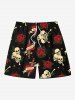 Halloween Skull Rose Flower Heart Print Plus Size Matching Outfit For Couples -  
