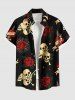 Halloween Skull Rose Flower Heart Print Plus Size Matching Outfit For Couples -  