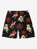 Halloween Skull Rose Flower Heart Print Plus Size Matching Outfit For Couples -  